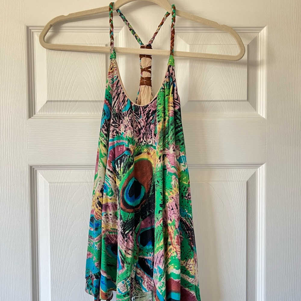 Spaghetti strap racer back multi colored Sky brand top